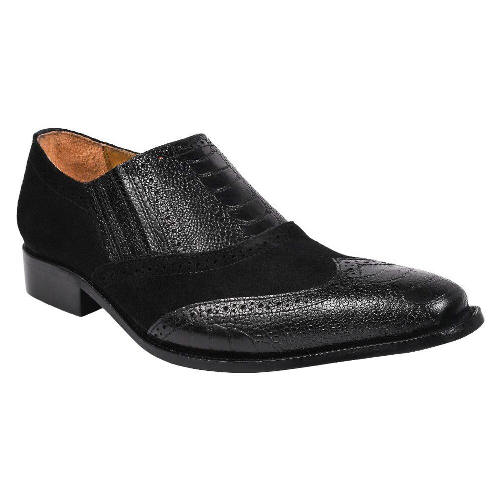 Megan Men’s Ostrich Leg Printed Suede Leather Loafer Shoes - Picture 8 of 8